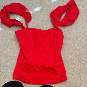 Lulus Red Ruffle Sleeve Top